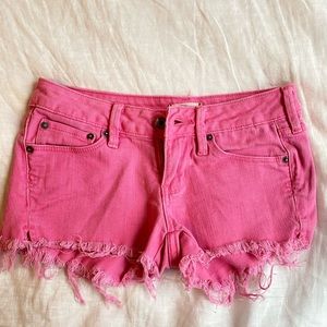 bubblegum pink denim shorts